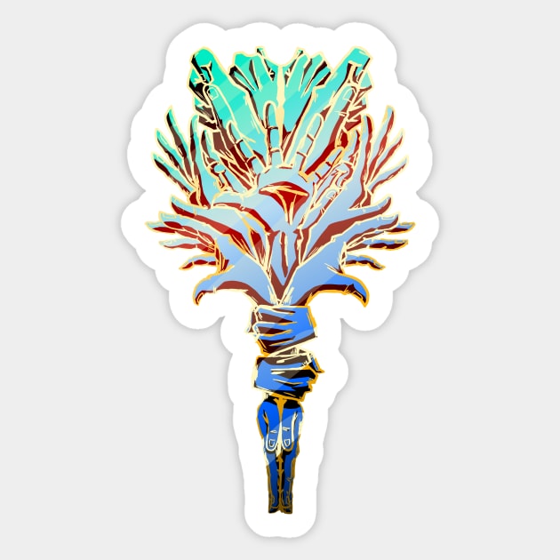 Occult Blue & Gold Flower Bouquet of Hands Sticker by AidanThomas